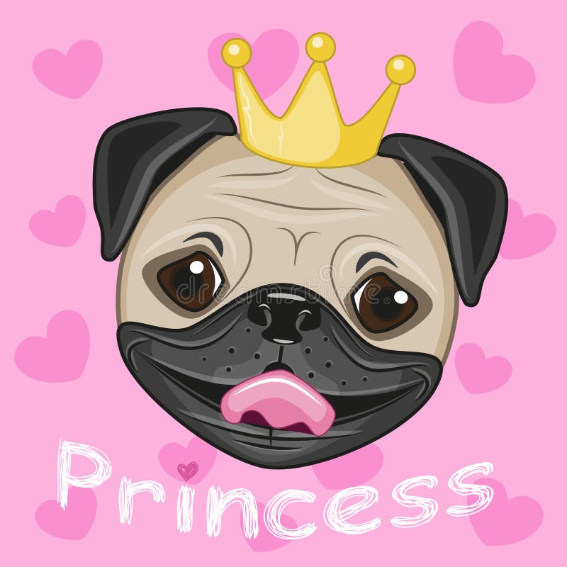Princess Pug Dog vector illustration Princess Pug Dog vector illustration