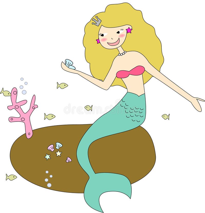 Mermaid princess sit on the rock . Vector illustration. Mermaid princess sit on the rock . Vector illustration.