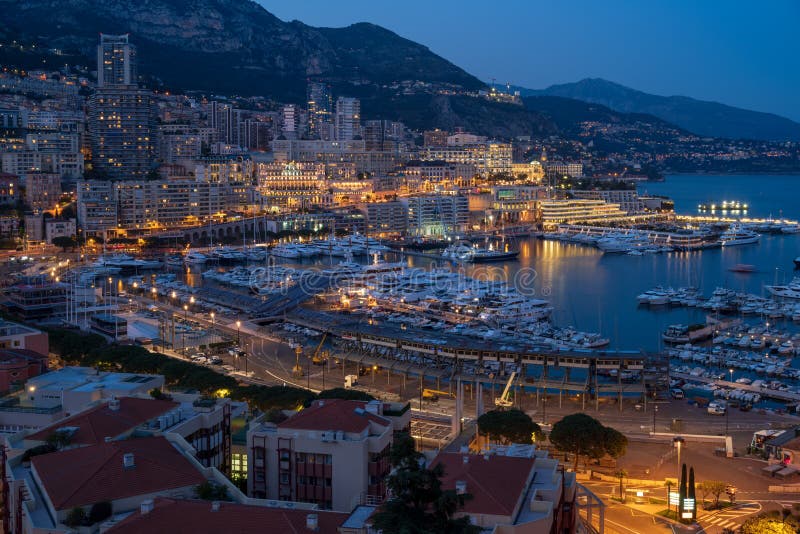Monaco by night stock image. Image of city, destination - 143787025