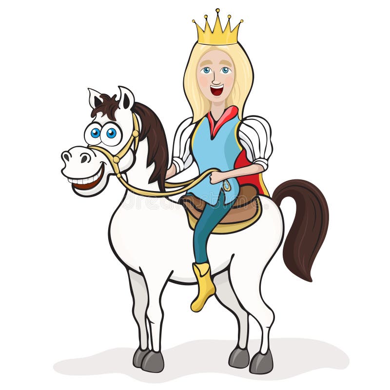 Principe su un cavallo bianco, disegno del fumetto, illustrazione di vettore, carattere animato Ragazzo biondo sorridente sveglio royalty illustrazione gratis Principe su un cavallo bianco, disegno del fumetto, illustrazione di vettore, carattere animato Ragazzo biondo sorridente sveglio royalty illustrazione gratis