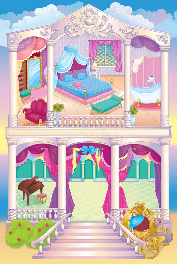 Principessa di lusso House di favola illustrazione vettoriale Principessa di lusso House di favola illustrazione vettoriale