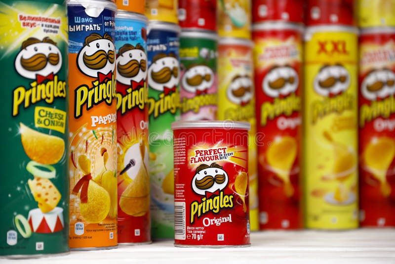 Pringles Variety of Flavors. Many Cardboard Tube Cans with Pringles ...