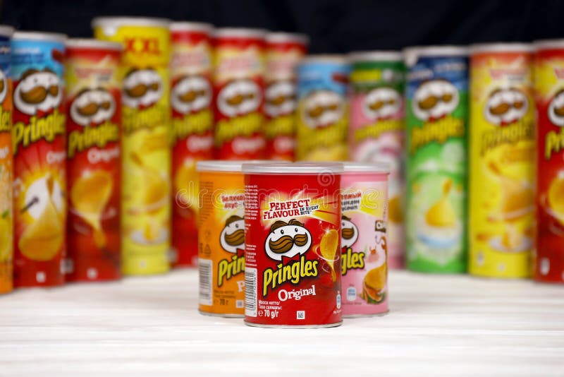 Pringles Variety of Flavors. Many Cardboard Tube Cans with Pringles ...