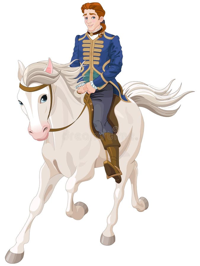 Prins Charming som rider en häst