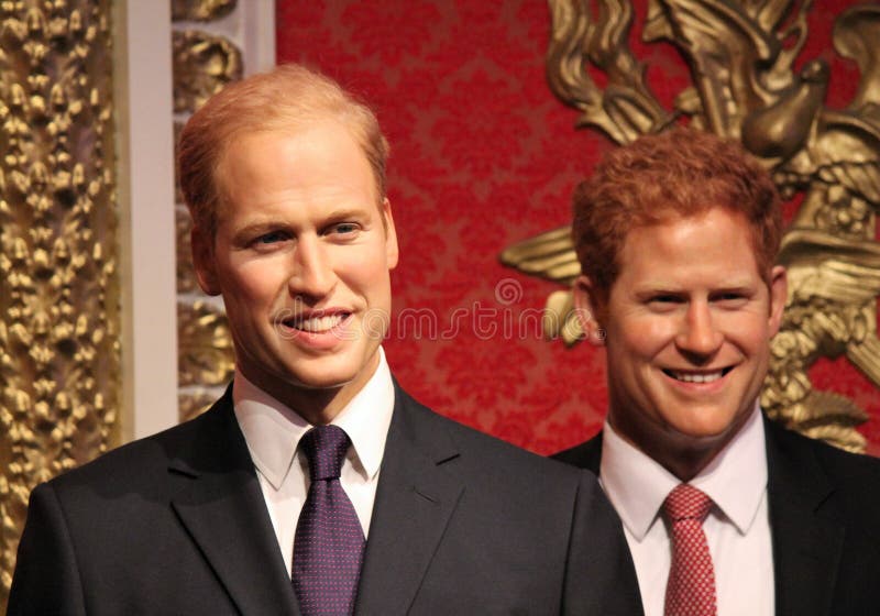 Prince Harry & Prince william, London, United Kingdom - March 20, 2017: Prince Harry and prince william portrait wax figure at Madame Tussauds London. Prince Harry & Prince william, London, United Kingdom - March 20, 2017: Prince Harry and prince william portrait wax figure at Madame Tussauds London