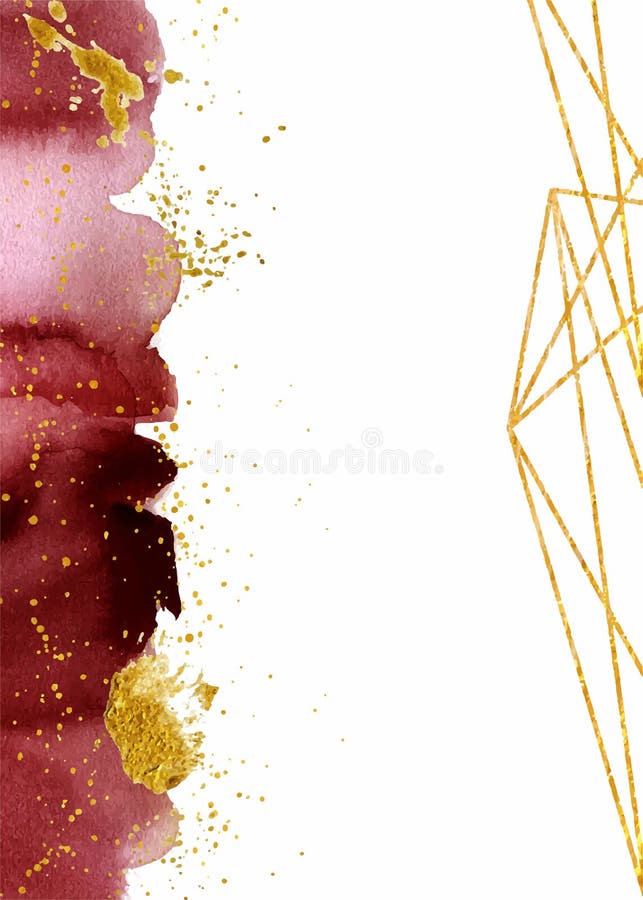 Watercolor Abstract Background, Hand Drawn Watercolour Burgundy and Gold  Texture Stock Vector - Illustration of crystal, grunge: 127945568
