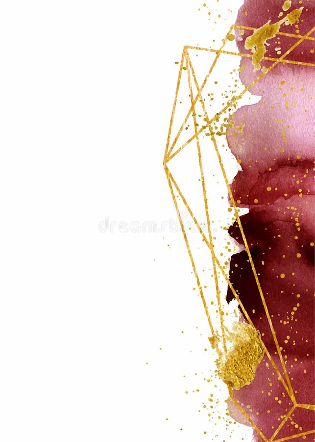 Watercolor Abstract Background, Hand Drawn Watercolour Burgundy and Gold  Texture Stock Vector - Illustration of geometry, crystal: 127945680