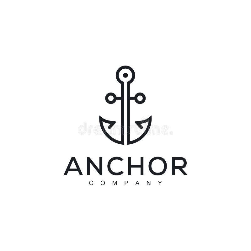 Line Art Anchor Logo Design Inspiration Vector Stock Illustration