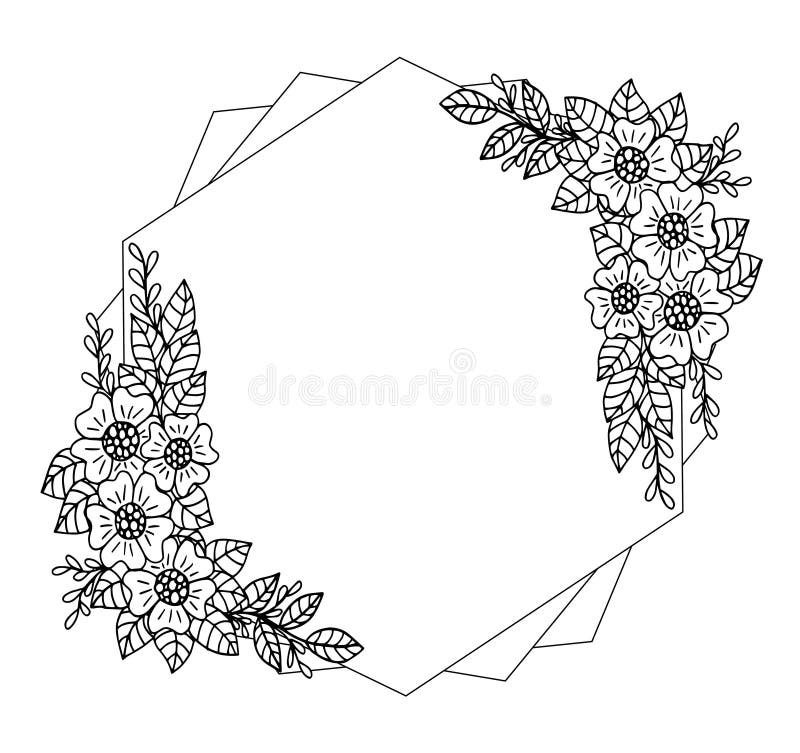Decorative frame composition with, flowers, ornate elements in doodle style royalty free illustration Decorative frame composition with, flowers, ornate elements in doodle style royalty free illustration