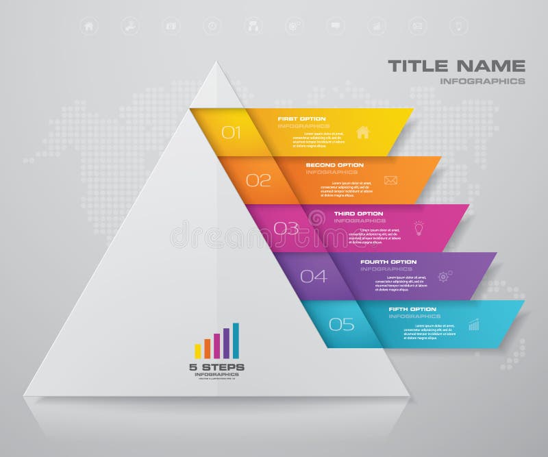5 steps pyramid with free space for text on each level. infographics, presentations or advertising. stock illustration