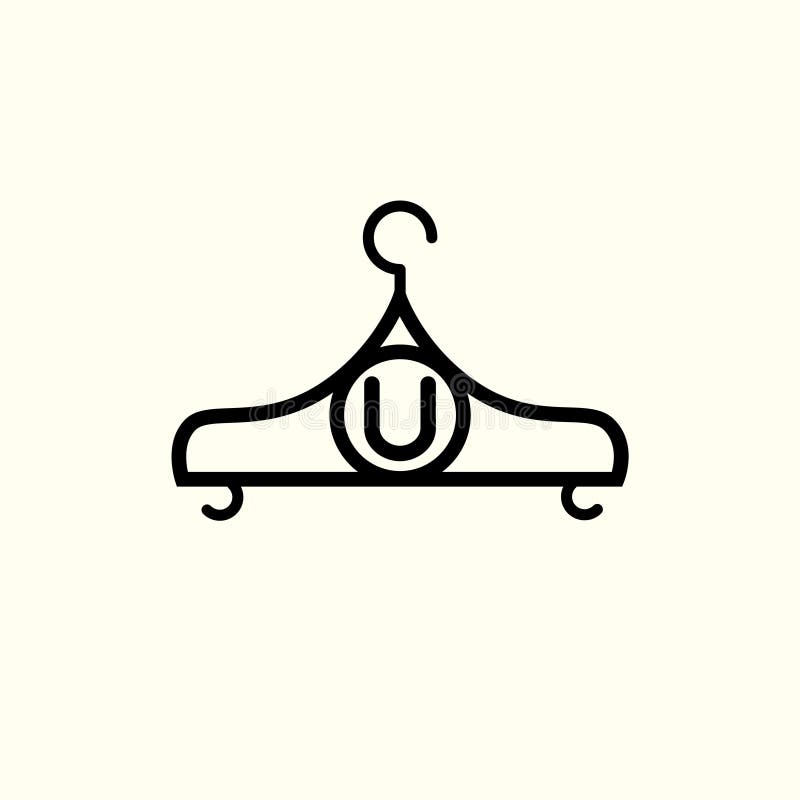 Fashion Vector Logo. Clothes Hanger Logo. Letter U Logo. Tailor Emblem