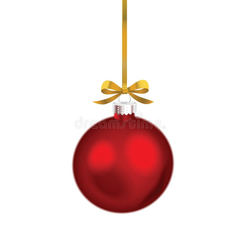 Christmas red ornament with silver ribbon. - Illustration