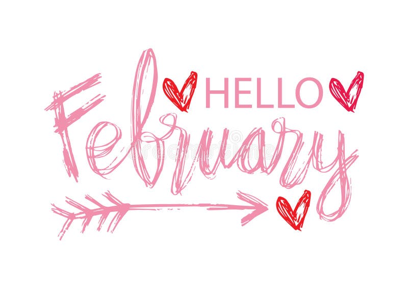 Hello February Hand Lettering Stock Vector Illustration Of Print