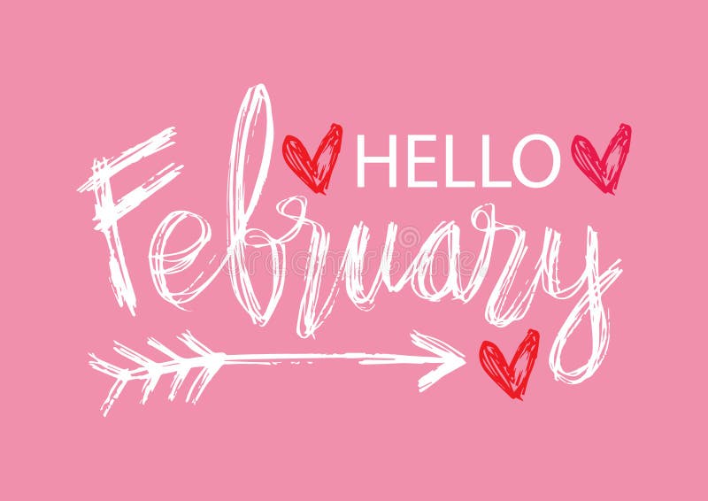 Lettering Hello February Vector Illustration Premium Vector - Bank2home.com