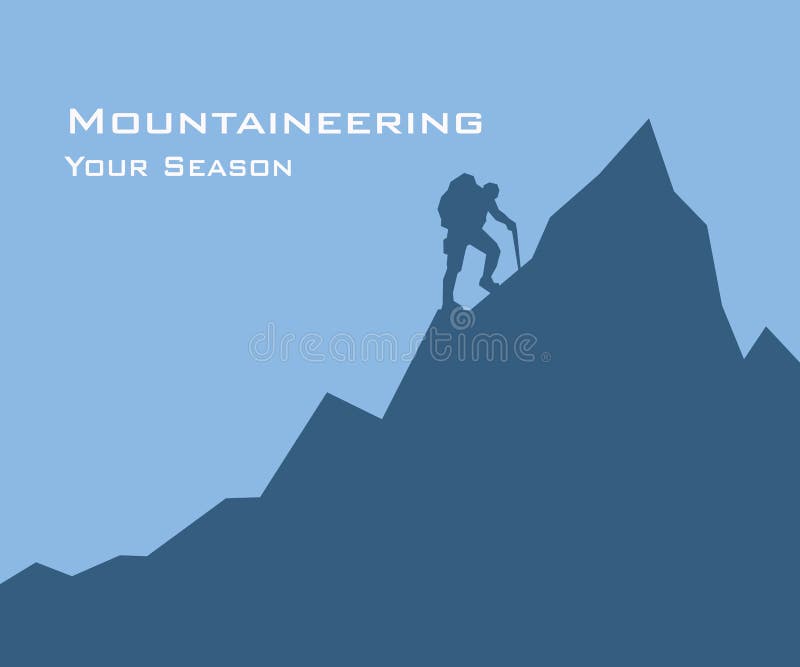 Mountaineer climbs a mountain stock illustration
