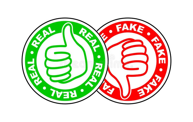 Real and Fake Thumbs Up and Down Icon Stock Vector - Illustration of ...