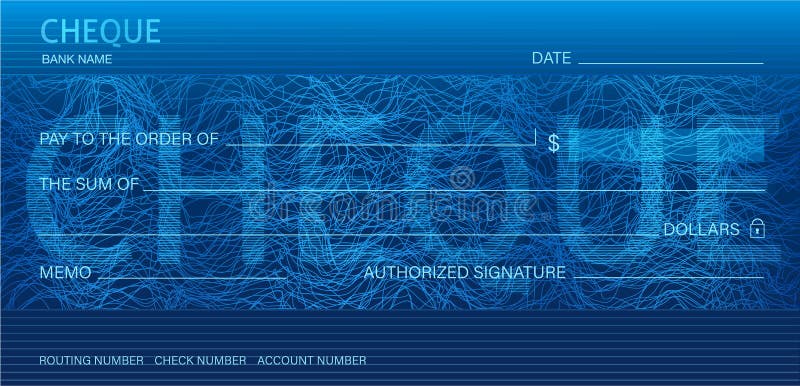 Cheque, Check Chequebook template. Guilloche pattern with abstract line watermark