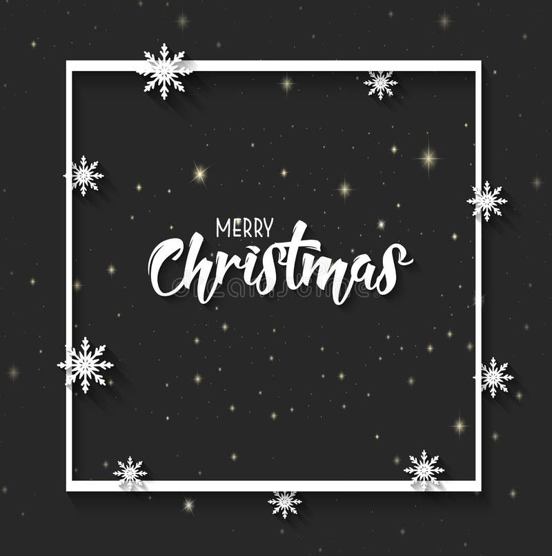 Christmas Greeting Card. Merry Christmas Lettering on Black Background