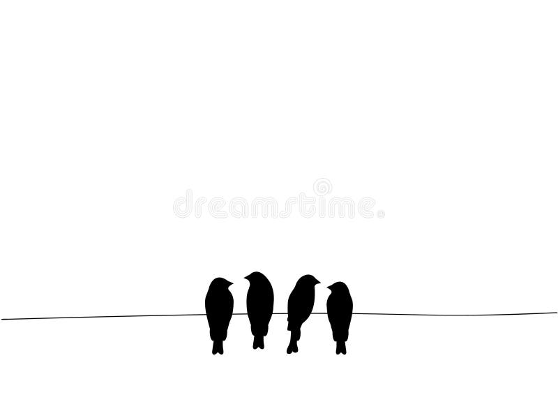 Birds On Wire, Wall Decals, Four Birds on Wire Illustration Design, Birds Silhouette Isolated on white background royalty free illustration Birds On Wire, Wall Decals, Four Birds on Wire Illustration Design, Birds Silhouette Isolated on white background royalty free illustration