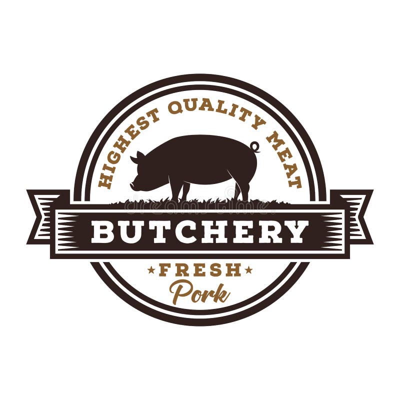 Fresh Pork Butchary Logo Template royalty free illustration