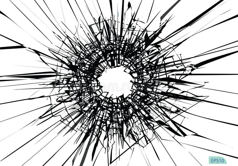 Broken Glass, Cracks, Bullet Marks on Glass. High Resolution Stock