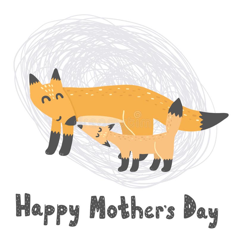 Happy Mother’s Day card with cute foxes stock illustration Happy Mother’s Day card with cute foxes stock illustration