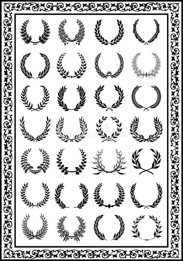 Laurel wreaths set appearance of the design and other products of your work stock illustration Laurel wreaths set appearance of the design and other products of your work stock illustration