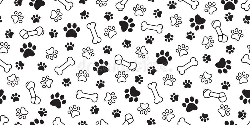 Dog bone paw seamless pattern vector pet footprint french bulldog scarf isolated cartoon repeat wallpaper illustration tile backgr