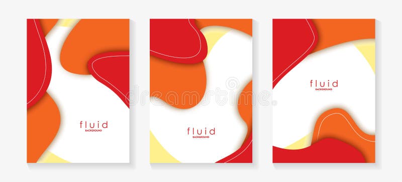 Red Fluid 3D Papercut Cover Set. Dynamic Background for invitation, booklet or business card design. Modern Vector paper backgroun vector illustration