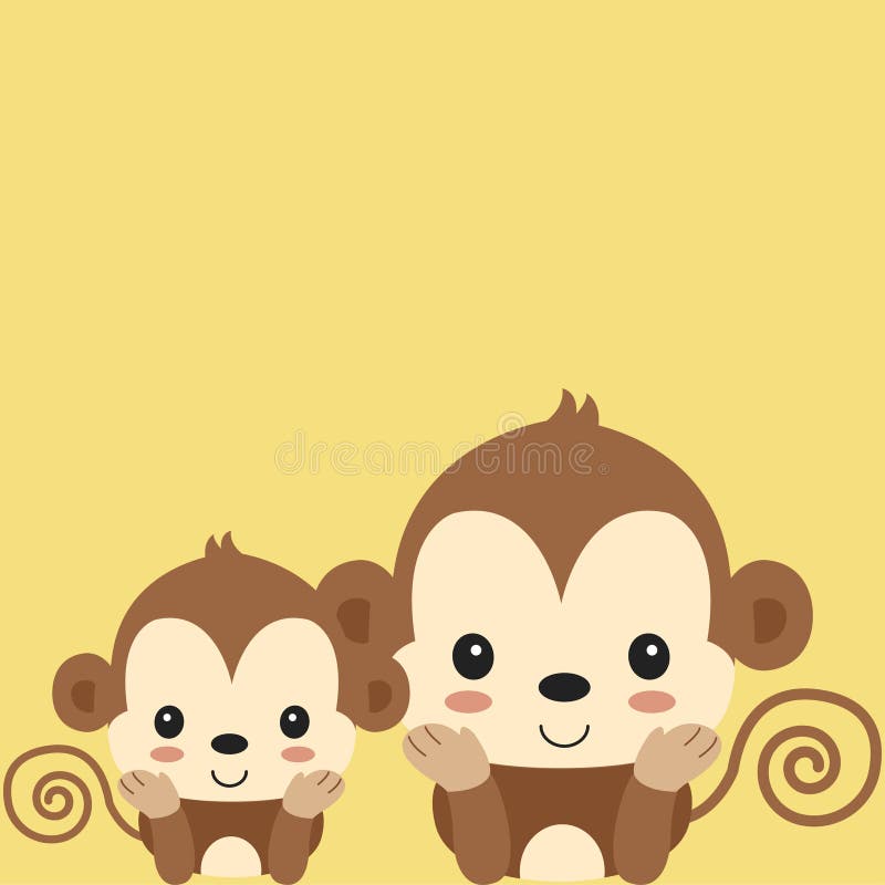 Cute Mom and Baby Monkey Cartoon. Stock Vector - Illustration of child,  character: 144295557