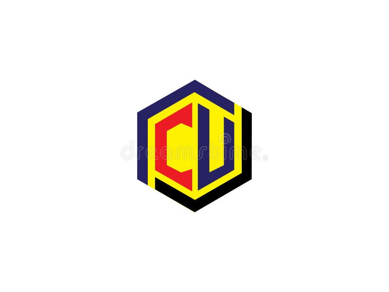 Initial Letter CU on Hexagonal Design Logo Vector Graphic Branding ...