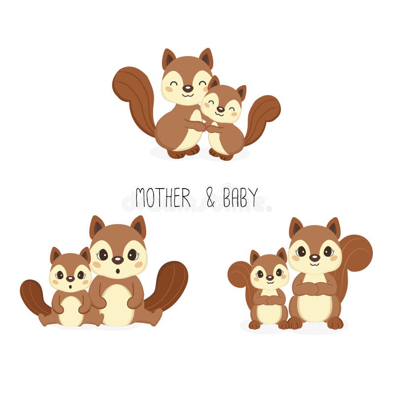 Squirrel mom and baby. Vector illustration. vector illustration Squirrel mom and baby. Vector illustration. vector illustration
