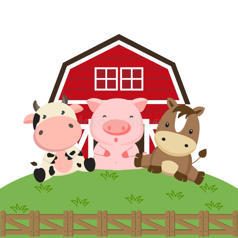 Cow pig and horse in the farm. royalty free illustration Cow pig and horse in the farm. royalty free illustration