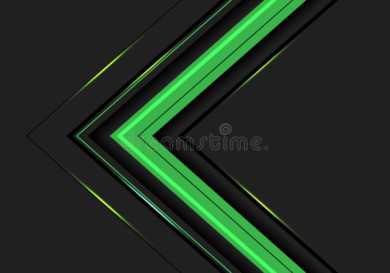 Abstract green light arrow direction on dark grey design modern futuristic background vector