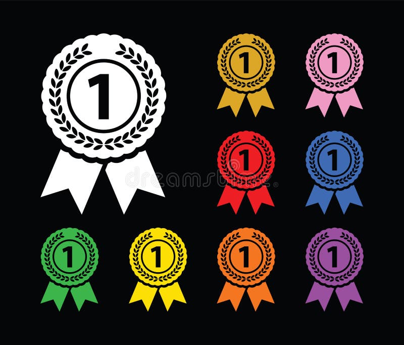 Black first place medal vector illustration