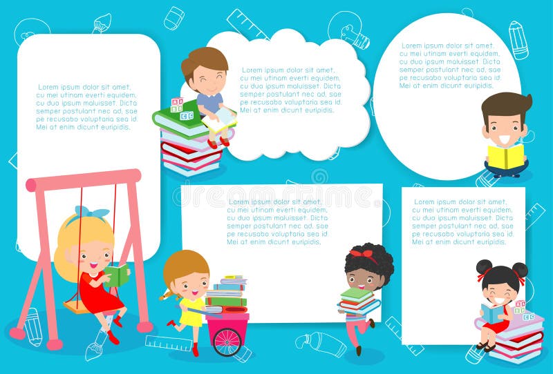 Cute kids education, school kids, back to school Template for advertising brochure,your text, ready for your message. Vector stock illustration
