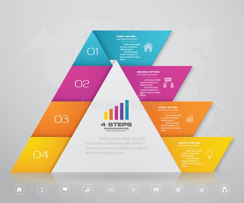 4 steps pyramid with free space for text on each level. royalty free illustration