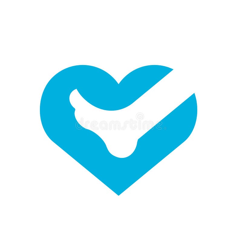 Heart shape combined with foot, Foot and ankle health care concept, vector logo icon royalty free illustration Heart shape combined with foot, Foot and ankle health care concept, vector logo icon royalty free illustration
