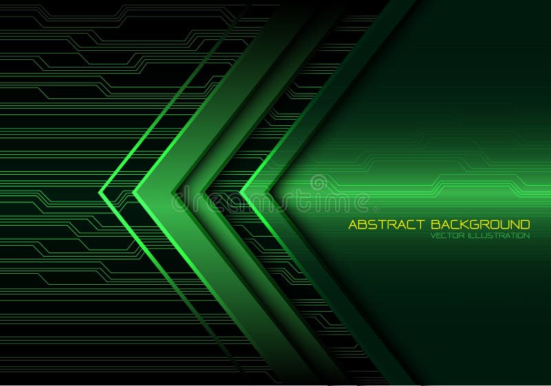 Abstract green arrow light circuit power direction design modern futuristic technology background vector