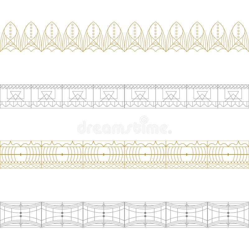 Set of golden and silver lace borders , ornamental paper lines, royalty free illustration Set of golden and silver lace borders , ornamental paper lines, royalty free illustration