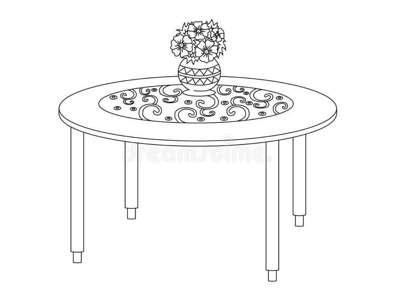 Coffee Table Clipart Black And White Flower
