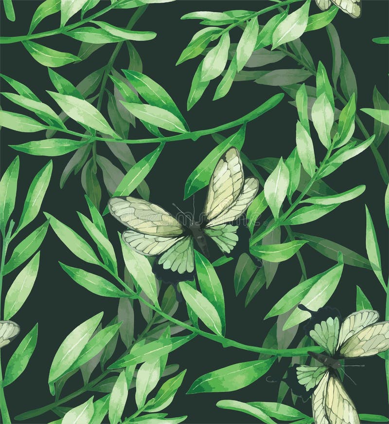Green Leave Seamless Pattern Hand drawn painted in watercolor royalty free illustration Green Leave Seamless Pattern Hand drawn painted in watercolor royalty free illustration