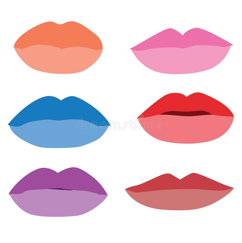 Mouth Lips Close Up Design Element Isolated Stock Vector Illustration