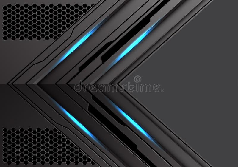 Abstract dark metallic arrow blue light power direction with blank space design modern futuristic technology background vector