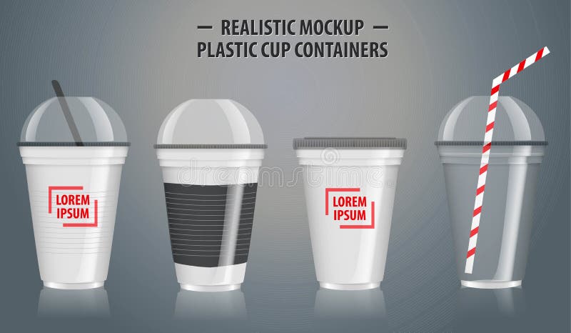 Download Set Of Realistic Cup Containers, With Clear Plastic In ...
