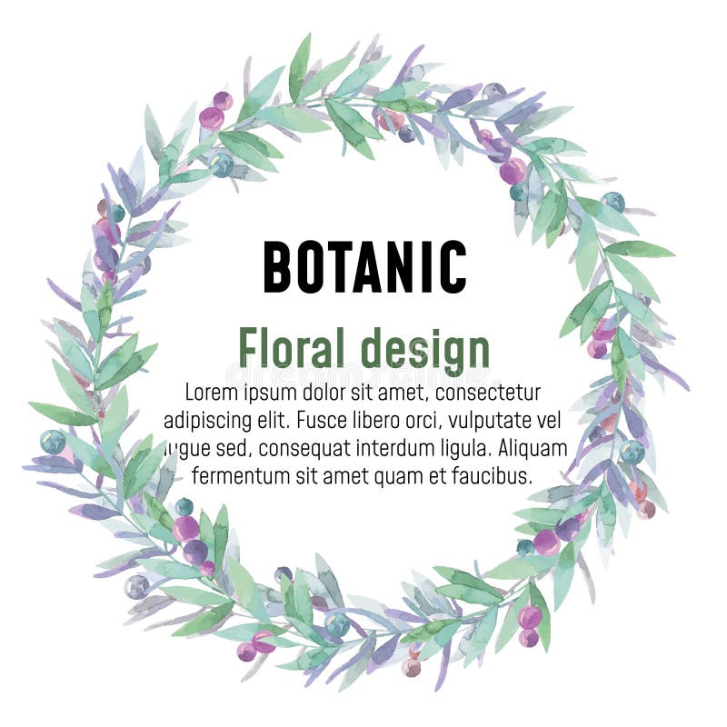 Botanic Wreath, floral frame, watercolor flowers royalty free illustration Botanic Wreath, floral frame, watercolor flowers royalty free illustration
