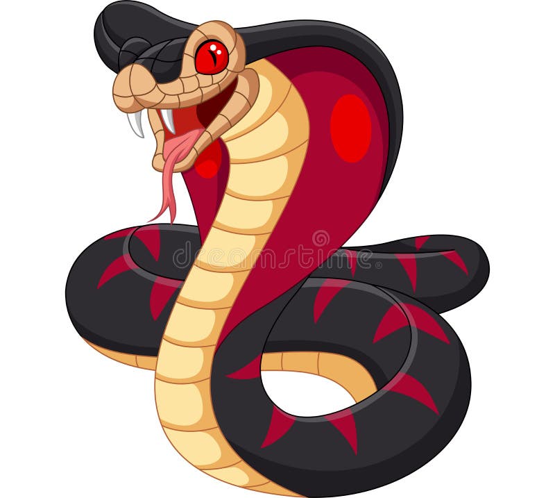 Cartoon king cobra snake on white background