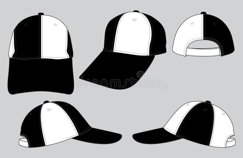 Set Baseball Cap Design Vector with White/Black Colors. Stock Vector ...