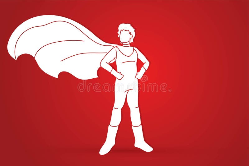 Super Hero Man Standing with Costume Cartoon Graphic Stock Vector ...