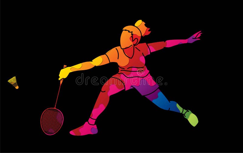 Badminton Female Player Action with Racket and Shuttlecock Cartoon Graphic  Stock Vector - Illustration of colorful, championship: 150090137